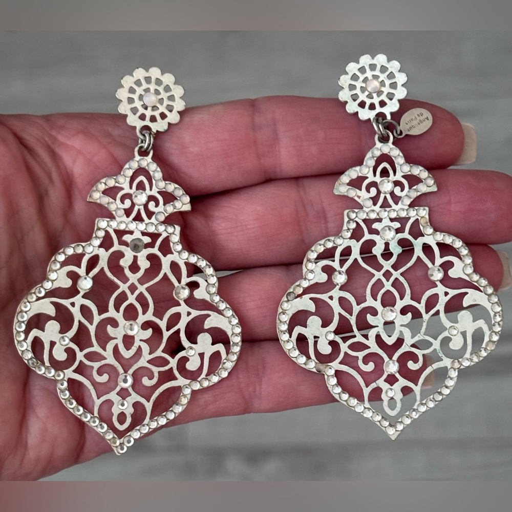 ANGELIQUE DE PARIS Swarovski Crystals Sterling Silver 925 Hanging Earrings